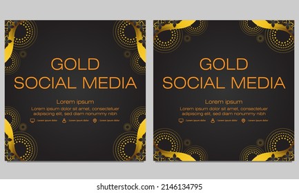 black gold social media post template design
