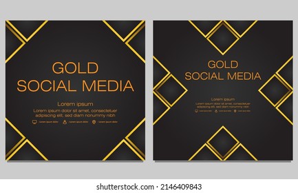 black gold social media post template design
