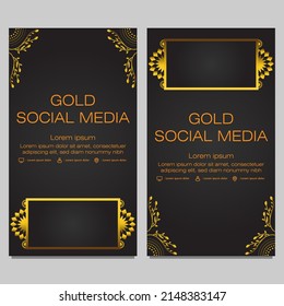 black gold social media stories template design