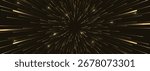Black and gold speed lights abstract background travel through time and space. Fireworks and sparkle celebration lights. Fast movement hyper speed backdrop. Motion golden lines futuristic background. 