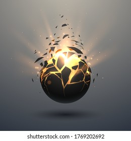 Black and gold sphere with glow effect