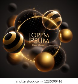 Black and gold spheres background