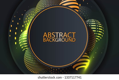 Black and gold spheres background - Vector