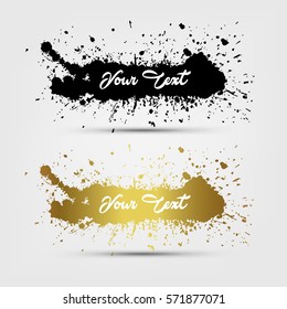 Black and gold splashes with text space, Vector Illustration