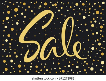 black and gold spotted confetti sale banner, background 