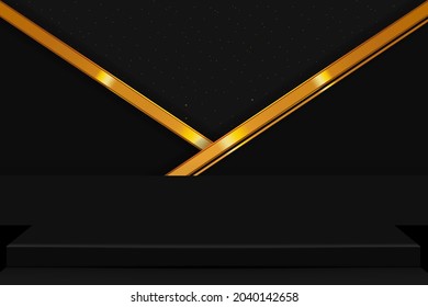 Black and gold stage. with a ladder and a sprinkling of stars