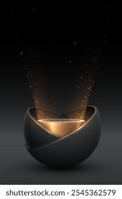schwarz-goldene Bühne mit Lichteffekt
