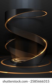 Black and gold stage with light effects