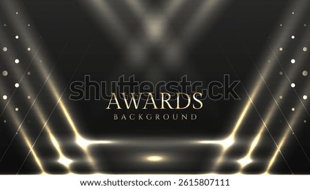Black and Gold Stage with Reflected Lights – Luxury Event Award Background