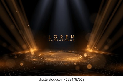 Black and gold stage template with light effect