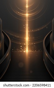 Black and gold stairs with light effect