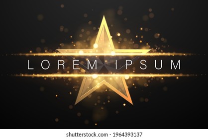Black and gold star shape background with glow effect