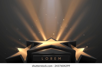 Black and gold star shape stage with light effect