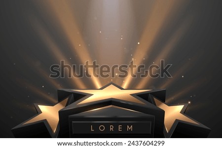 Black and gold star shape stage with light effect