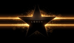 Black And Gold Star Shape Template With Light Effect