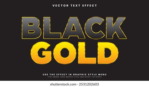 Plantilla de efecto de texto editable brillante estilo oro negro