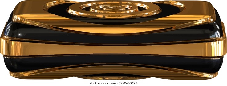 Black and gold symbol with straps