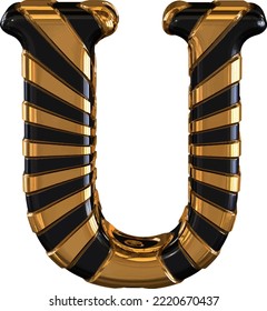 Black and gold symbol with straps. letter u