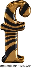 Black and gold symbol with straps. letter f