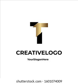 Black gold T letter logo