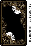 Black and gold tarot cards. The reverse side. Tarot deck. Vector hand drawn illustration with skulls, occult, mystical and esoteric symbols.