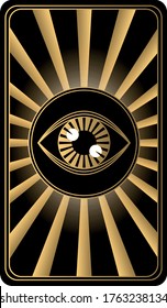 Black and gold tarot cards. The reverse side. Tarot deck. Vector hand drawn illustration with skulls, occult, mystical and esoteric symbols.