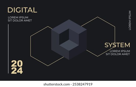 Black and gold tech presentation design template, for your design project