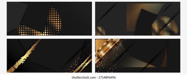 Modelos en blanco y negro para aplicaciones de diseño. Fondo abstracto de la masa vectorial moderna dorada