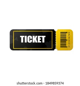 Black and gold ticket. Vector ticket isolated on white background. Cinema, theater, concert, play, party, event, festival.