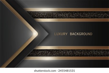 Black and gold triangle 3d with light effect. Luxury background style. Vector illustration