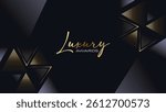 Black and Gold Triangle Award Background. Creative Template. Classy Premium Wedding Card. Grand Luxury Decorative Banner for Wedding and Birthday. Premium Congratulations Card. Event Invitation.