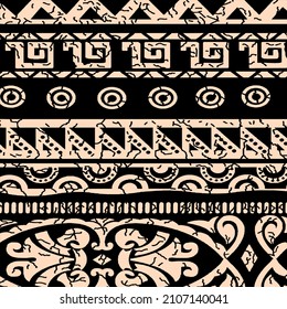 Patrón étnico tribal de oro negro