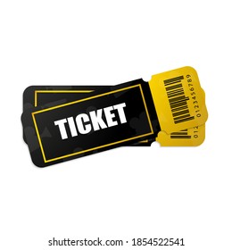 Black and gold two ticket. Two Vector ticket isolated on white background. Cinema, theater, concert, play, party, event, festival.