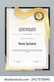 Schwarz-Gold-Vektorgrafik-Award-Vorlage für moderne Anleitungen für Unternehmen