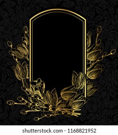 black gold vector card invitation floral