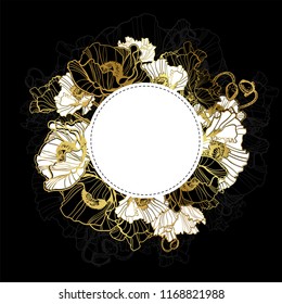 black gold vector card invitation floral