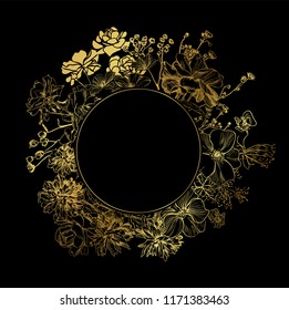 black gold vector card invitation floral