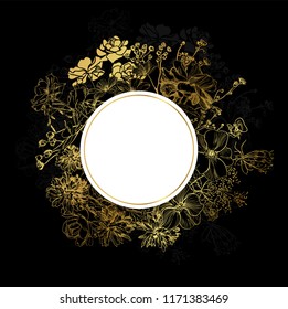 black gold vector card invitation floral