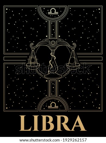 black and gold vector illustration of libra astrological sign