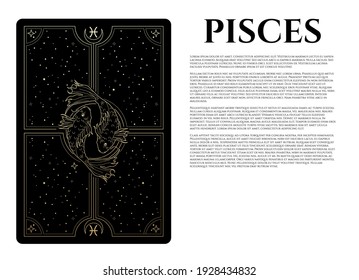 black and gold vector illustration of pisces sign