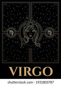 black and gold vector illustration of virgo sign