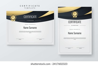 Black and gold vector modern elegant and luxury certificate template for corporate