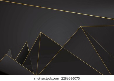 Black and gold vector overlap layer poster cover modern color. abstract geometrical