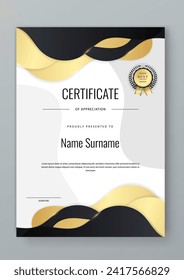 Black and gold vector professional and modern award corporate certificate design template