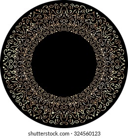 Black and Gold Vintage Frame. Mandala. Mehndi Pattern.