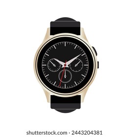 a black and gold watch with a black face and a black face.