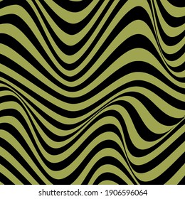 Schwarze und goldene Wellen abstrakter Hintergrund. Optische Kunst. Vektorgrafik.	
