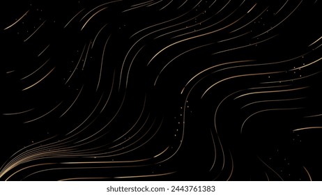 Black and gold waves background vector design