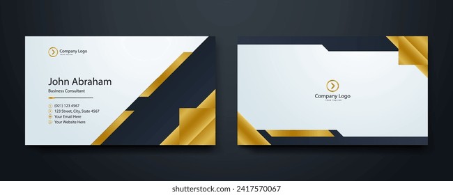 Black gold and white vector elegant minimal and luxury business card template with shapes