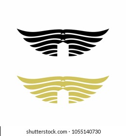 black and gold wing logo
